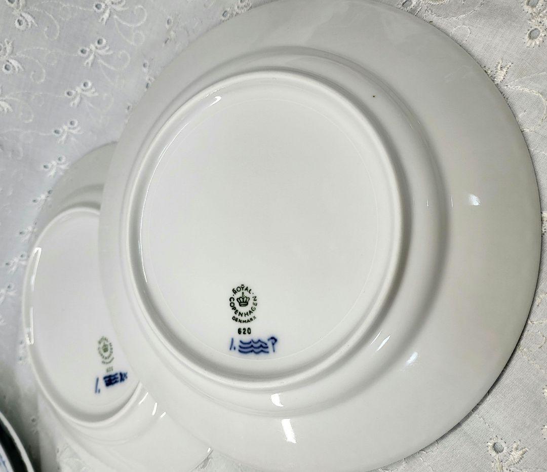 未使用近✨ロイヤルコペンハーゲン ブルーフルテッド ハーフレース プレート 皿