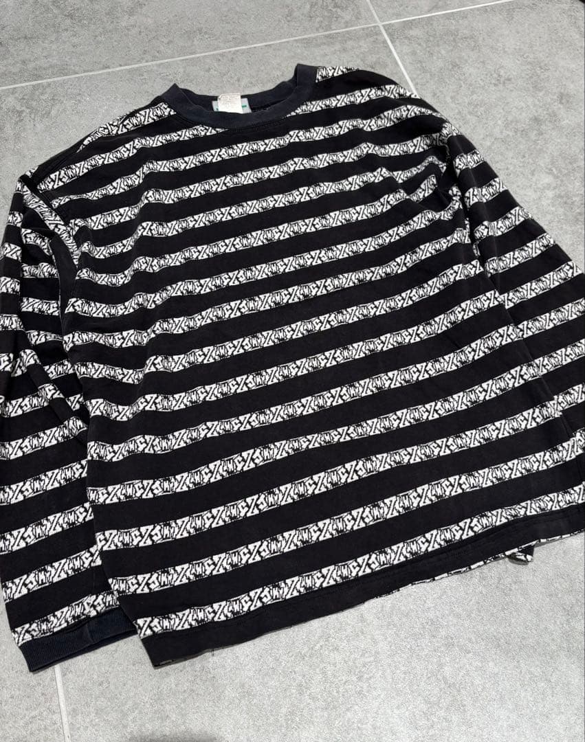 80s USA製　jimmyz 総柄　ロンT ジャガード　黒