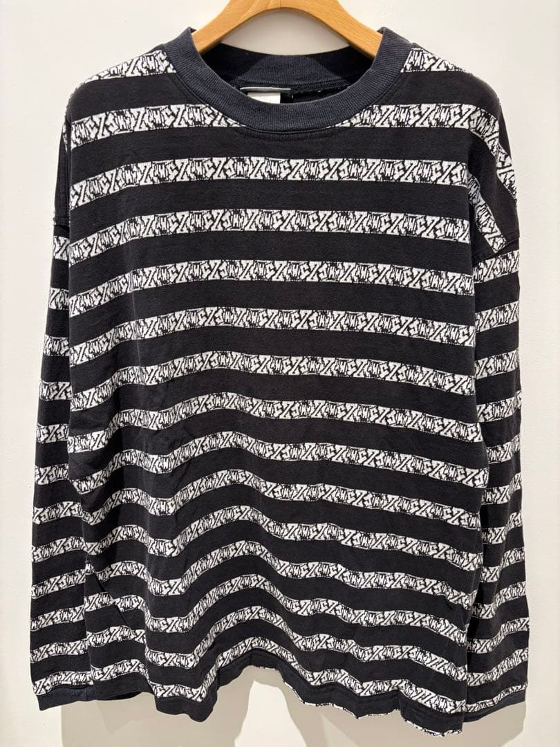 80s USA製　jimmyz 総柄　ロンT ジャガード　黒