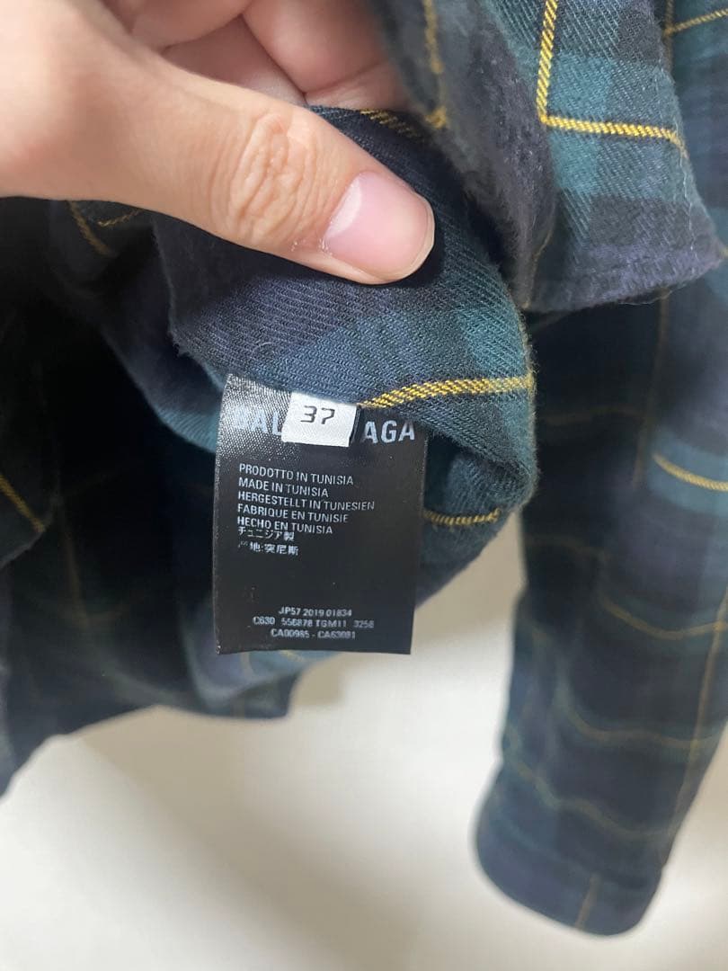 正規品　balenciaga オーバーサイズチェックシャツ　19ss バックロゴ