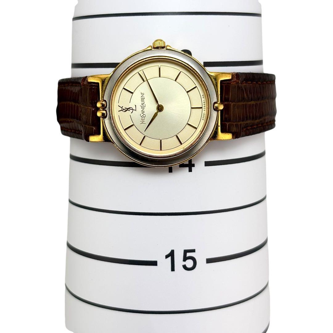 【稼働】 サンローラン 腕時計 2200-228481 レディース 白文字盤