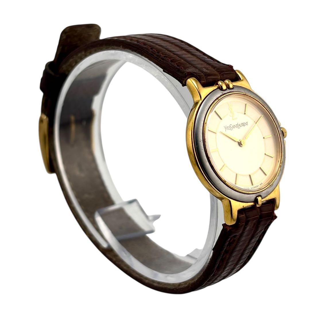 【稼働】 サンローラン 腕時計 2200-228481 レディース 白文字盤