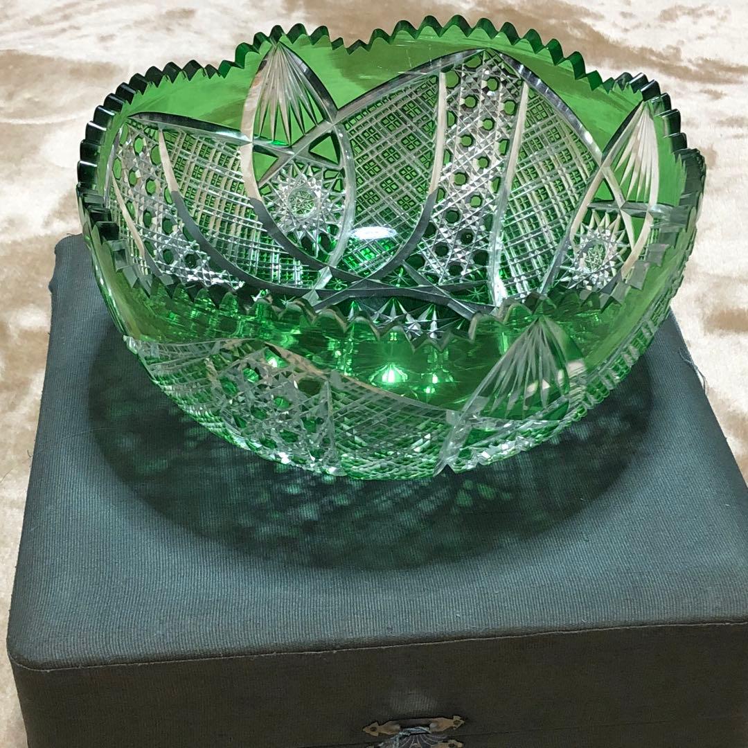 カットガラス　サラダボウル　切子