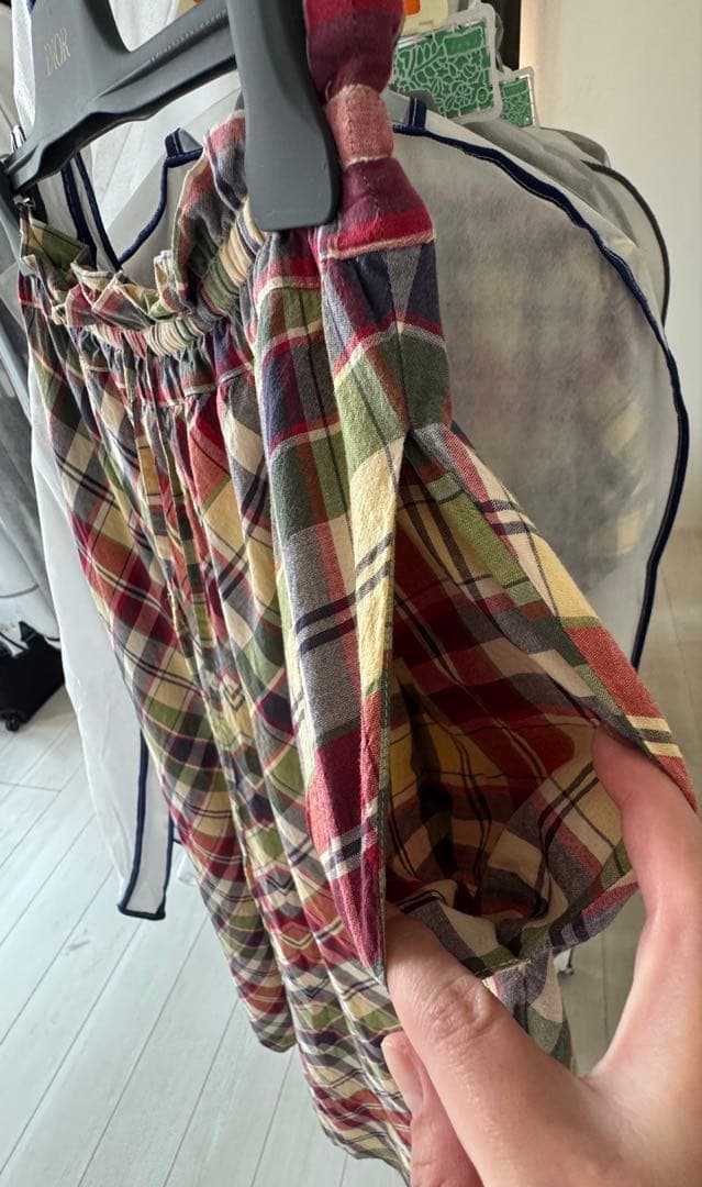 チェック柄 クロップドシャツ＆ロングスカート セット♡写メアップしました 2点S