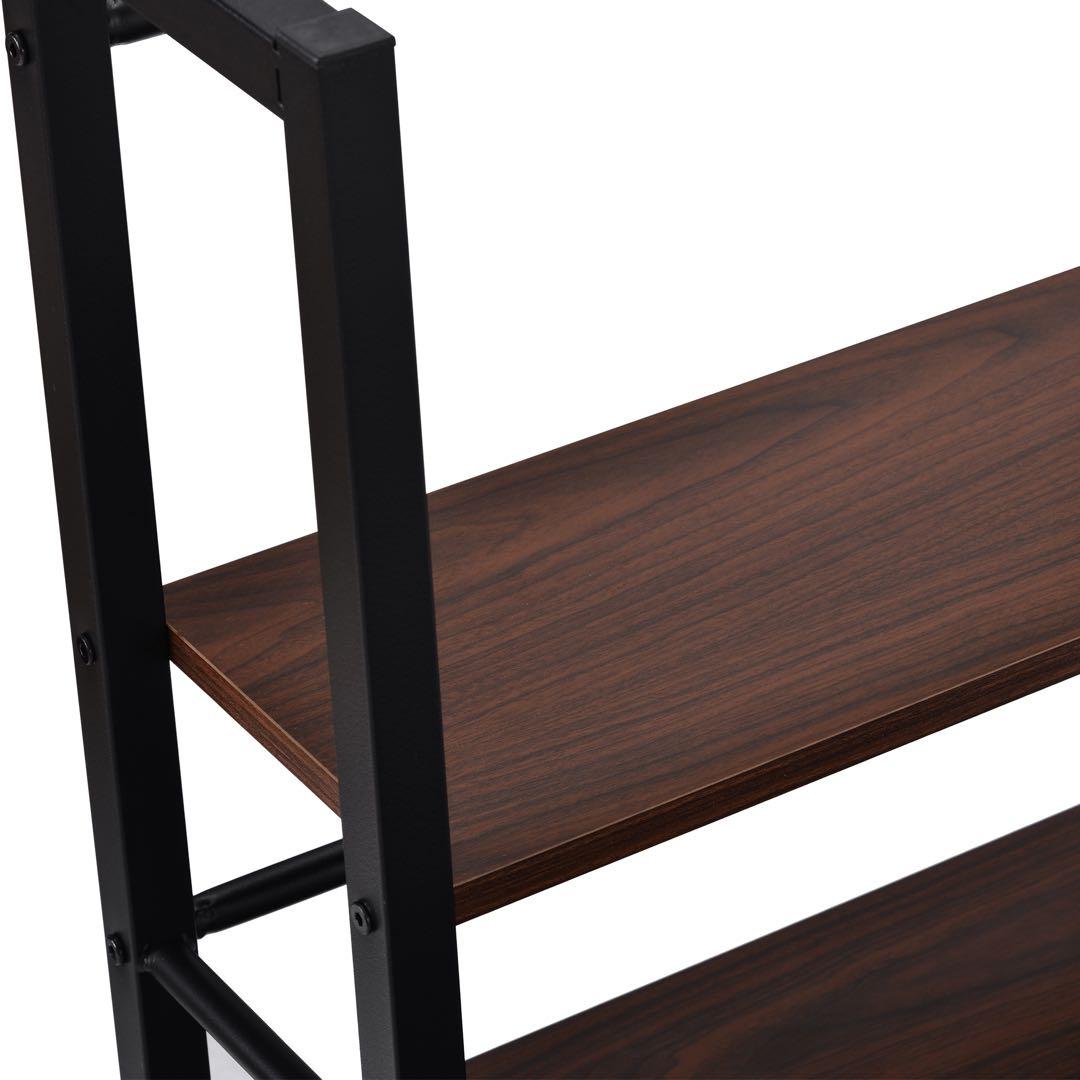 パソコンデスク ミシン台 ロータイプ 一体分離両用3段シェルフ付 棕