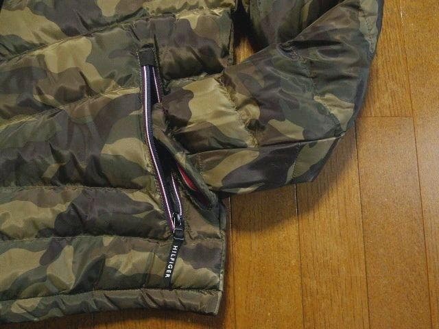 L日本サイズ位トミーヒルフィガーUSA限定ダウンジャケット マットブラック×カモ