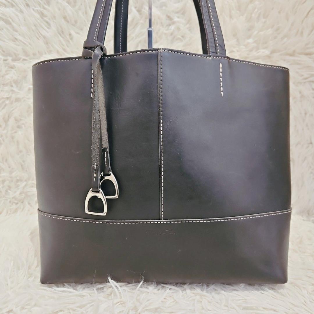 美品 ソメスサドル 巾着 トートバッグ オルター チャーム 肩掛け A4 黒