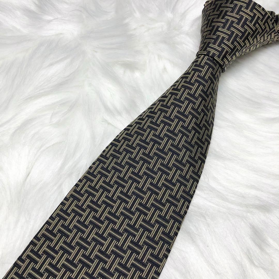 ア様用★HERMES エルメス ネクタイ H柄 H織 ブラック カーキ ファソネ