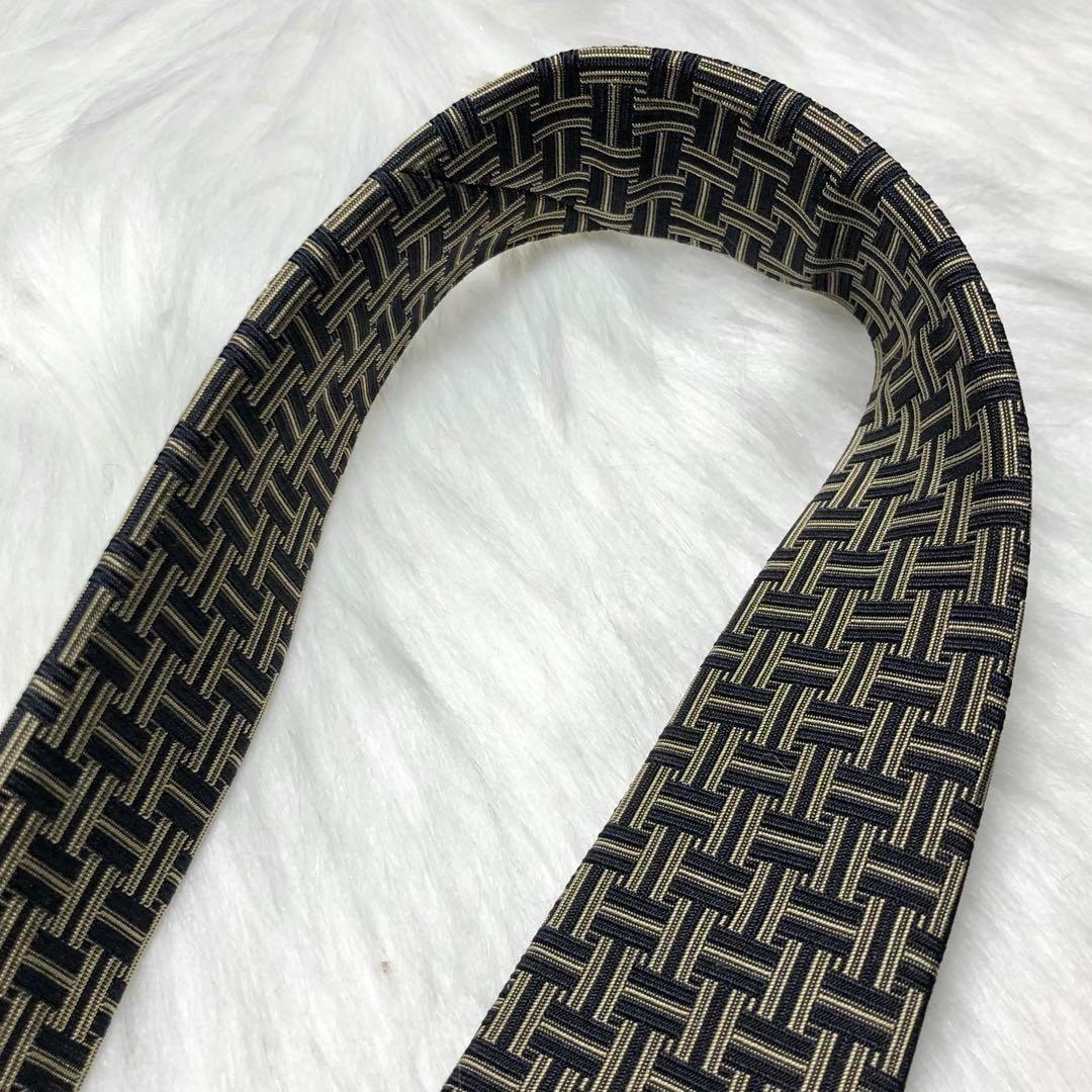 ア様用★HERMES エルメス ネクタイ H柄 H織 ブラック カーキ ファソネ