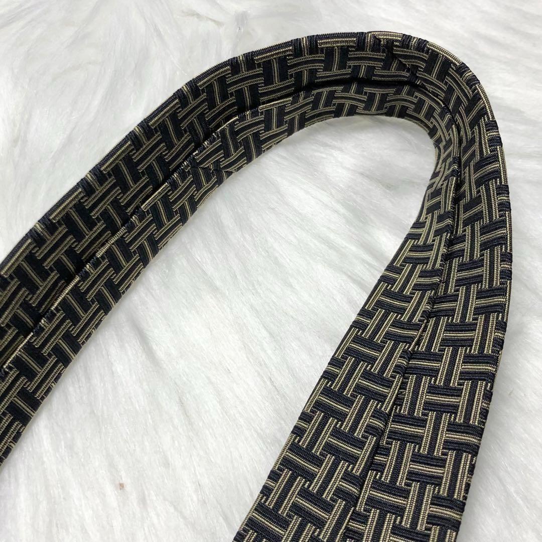 ア様用★HERMES エルメス ネクタイ H柄 H織 ブラック カーキ ファソネ