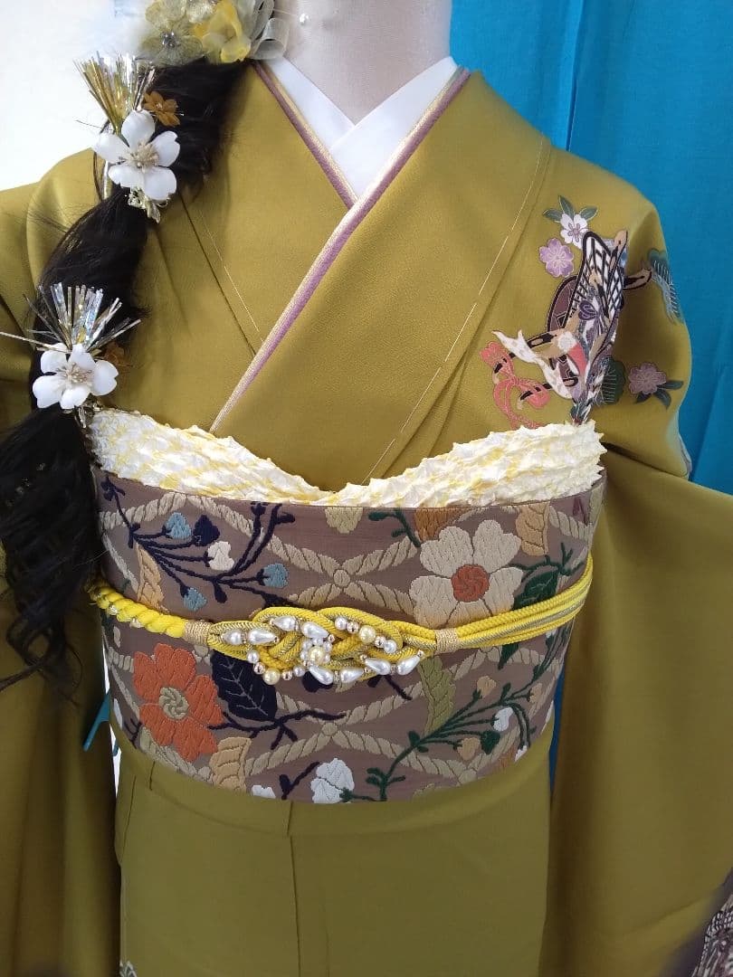 振袖フルセット、正絹成人式、新品未使用、重ね衿帯揚げ帯締め、帯、襦袢、ガード加工