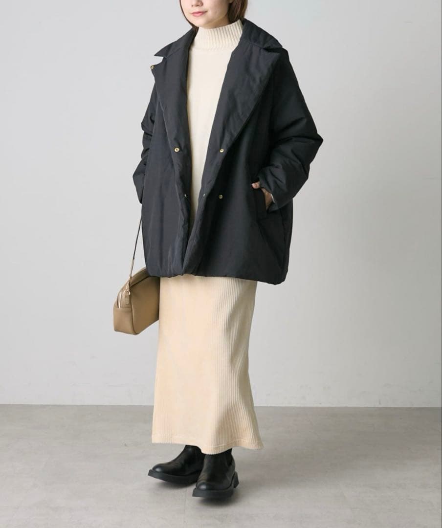 美品【中綿テーラードコート】pual ce cin 黒 ダウンジャケット