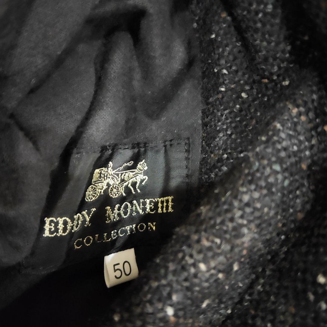 エディモネッティリバーシブルウール混紡 ステンカラーコート 黒50