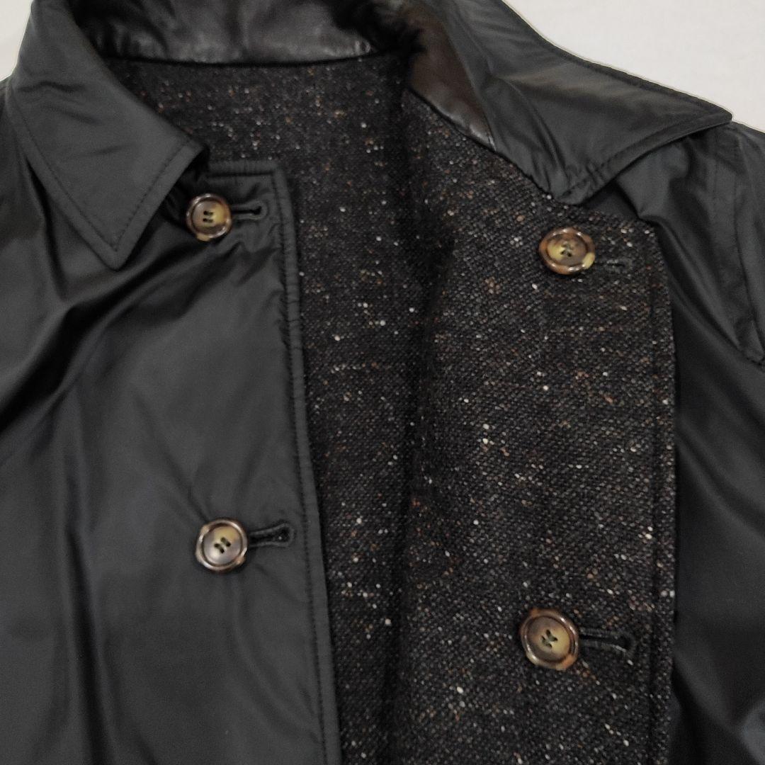 エディモネッティリバーシブルウール混紡 ステンカラーコート 黒50