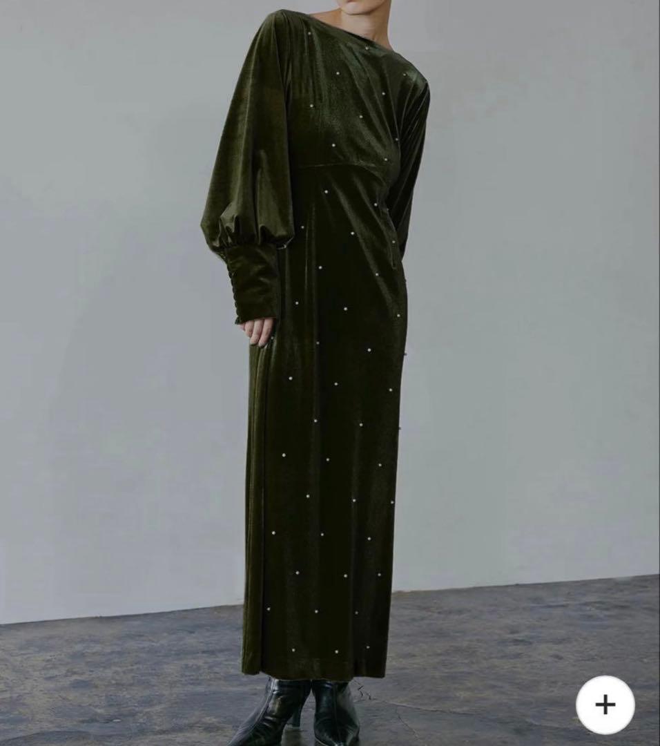 ワンピース AMERI BACK OPEN PEARL VELOUR DRESS