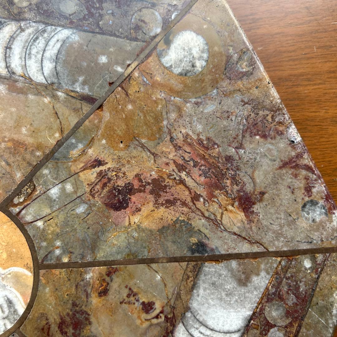 レア　アンモナイト　化石　八角形石製置物 約32.5cm