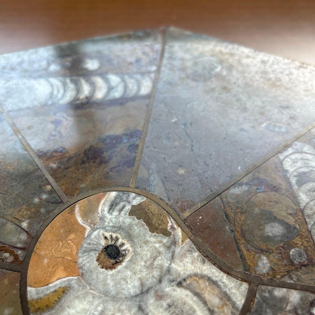 レア　アンモナイト　化石　八角形石製置物 約32.5cm