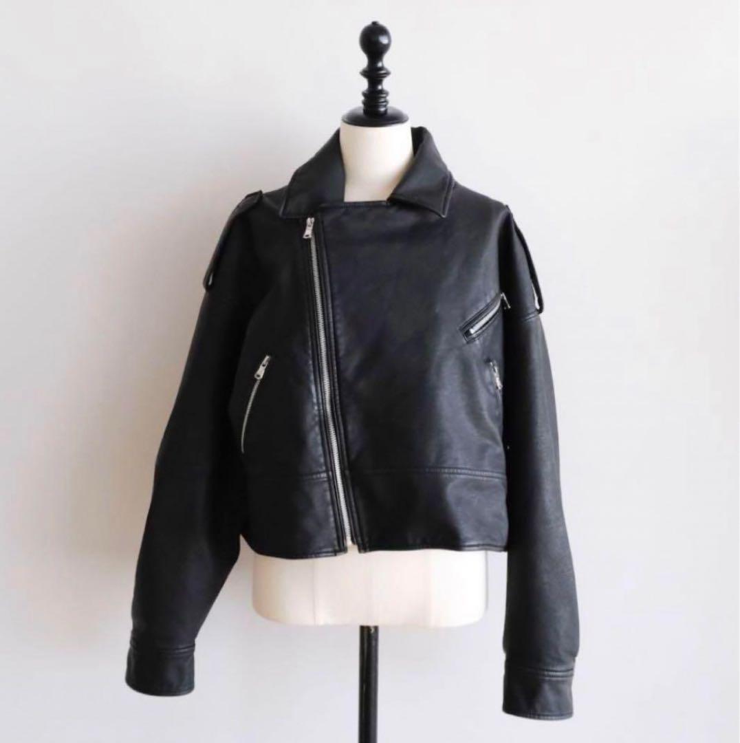 シールームリン　Vintage ECOレザーSHORTライダースジャケット