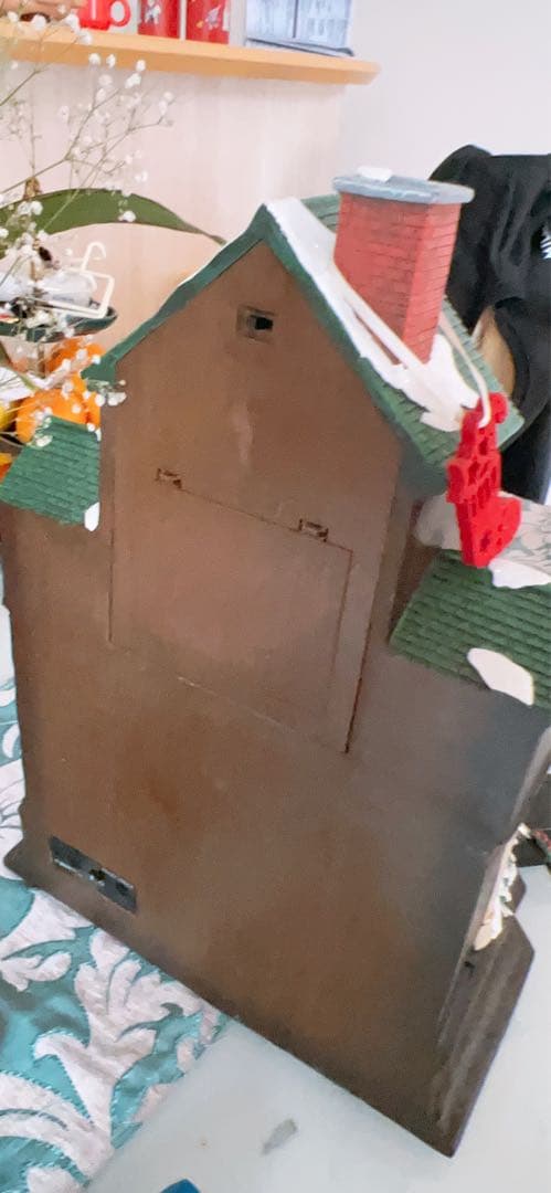 クリスマス装飾カッコウ時計、クリスマスビレッジシーン、LEDライト、音楽、