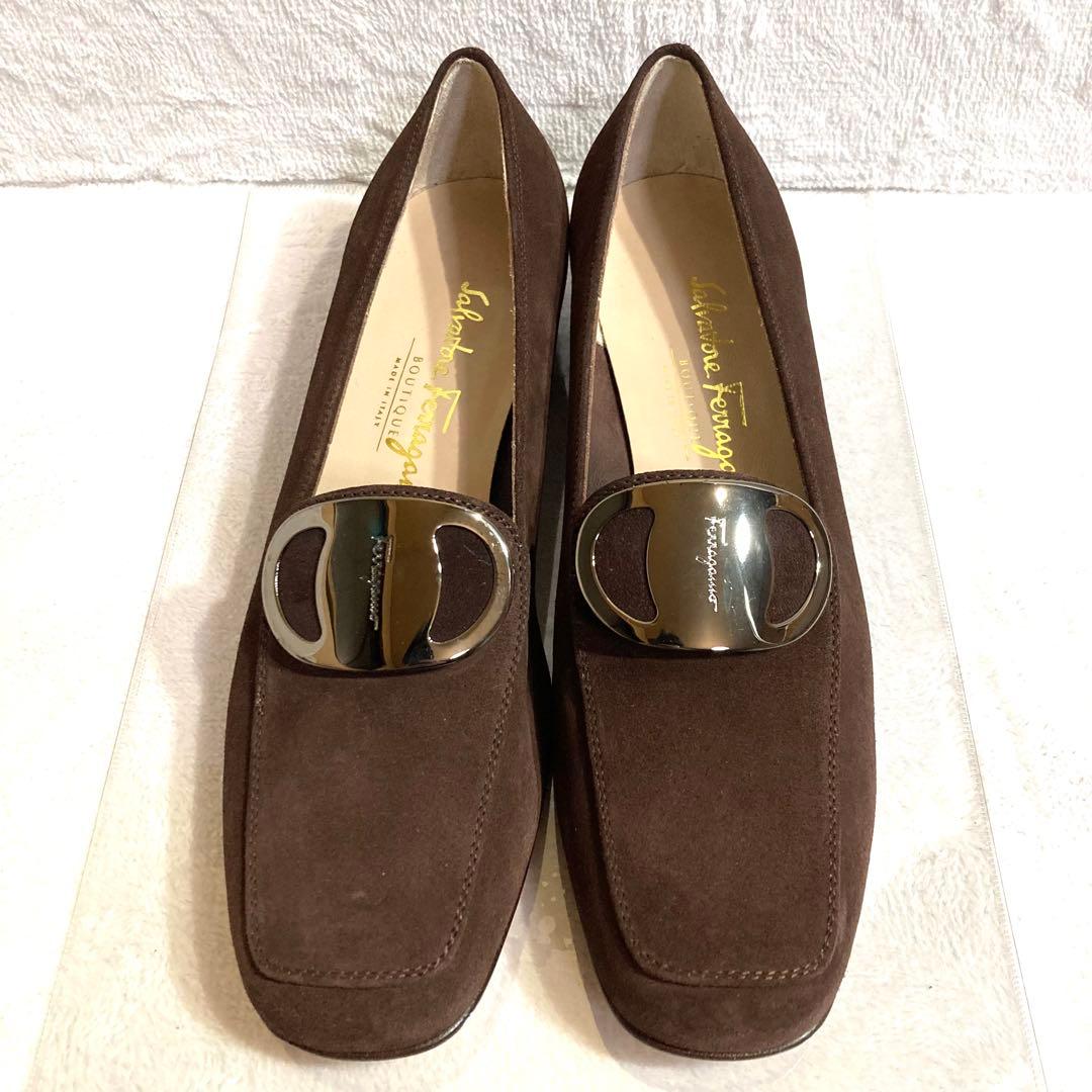 ✨極美品✨　フェラガモ ブラウン　スエード　パンプス　24