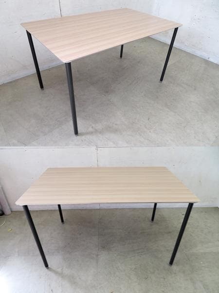 美品■インテリアズ■アルミ×木目/エルム■TEE■ダイニングテーブル■デスク■