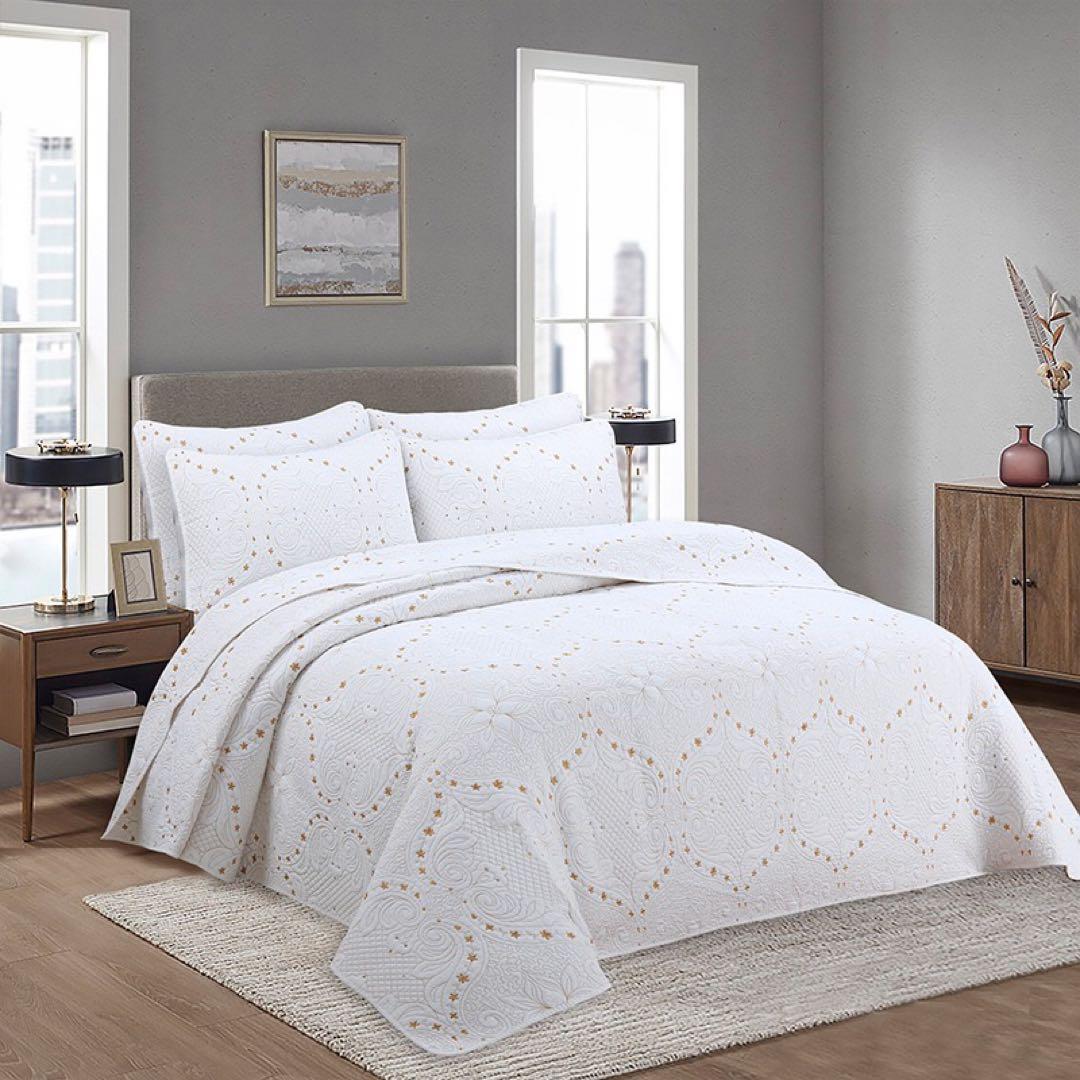 キルトベッドカバー3点セット綿マルチカバー キルティング MTX