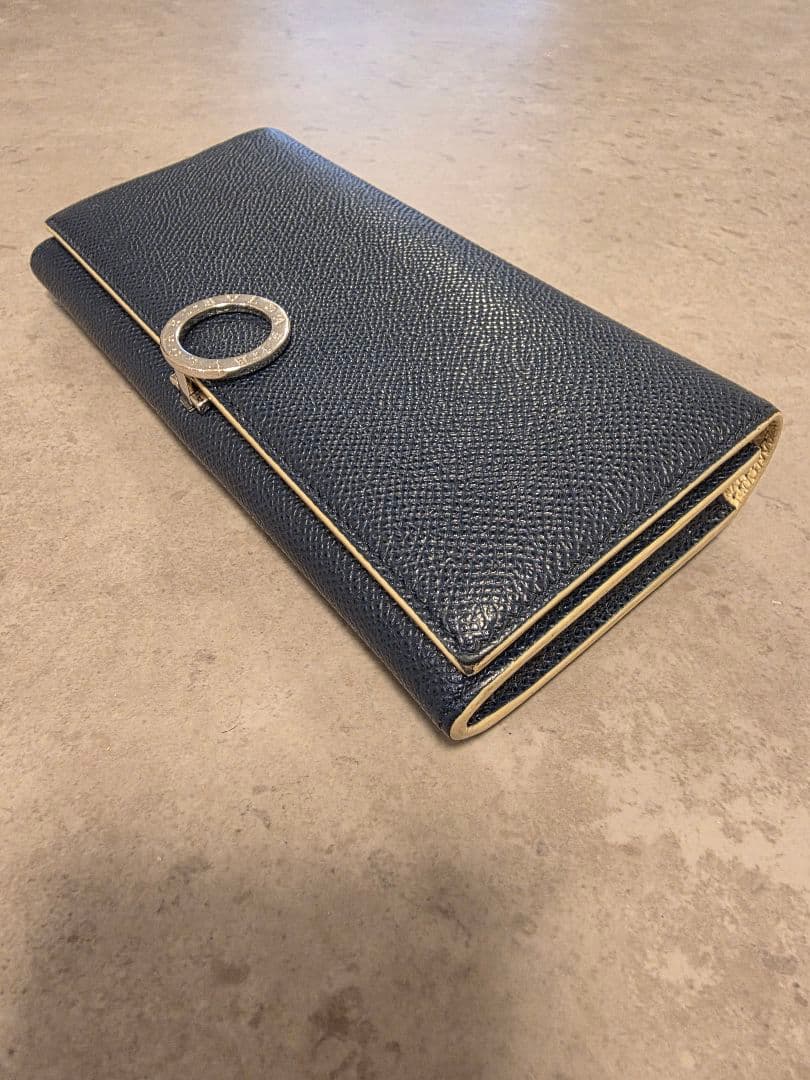 ネイビー 長財布 BVLGARI