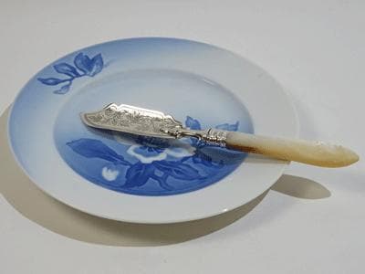 シルバーバターナイフ(17)菊花 マザーオブパール 送料無料