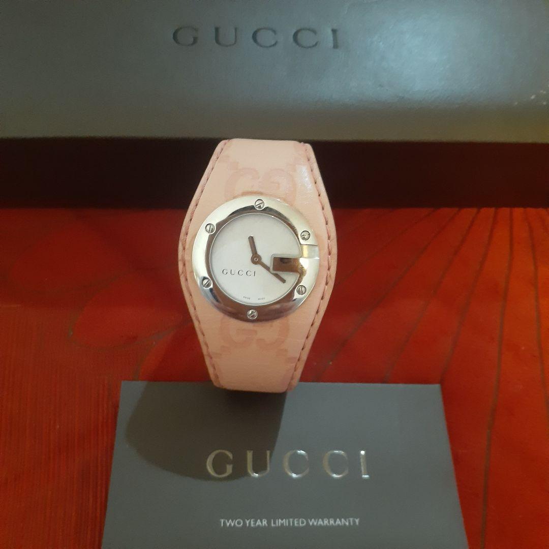 【定価10万相当！値下げ可】GUCCI 104 バンデュー‼️ピンクレザー 時計
