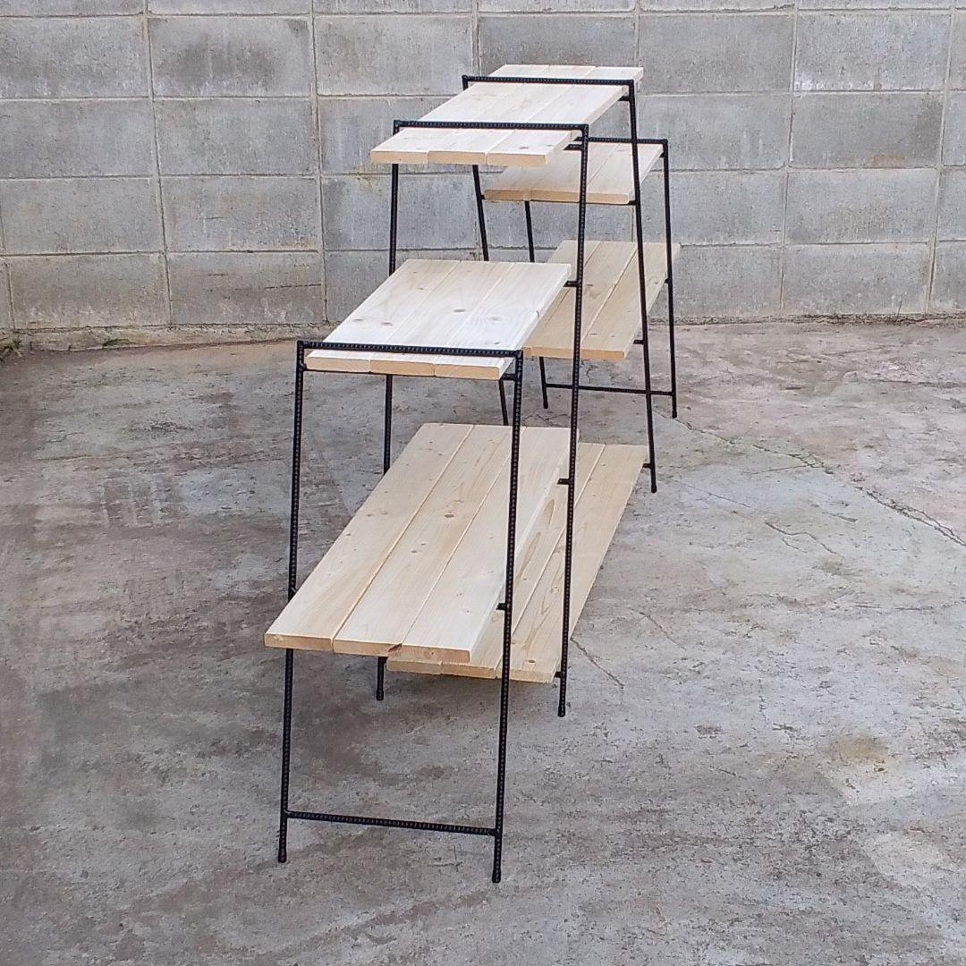 鉄脚高さ930㎜　アイアンシェルフ　観葉植物ラック　多肉植物棚　キャンプテーブル