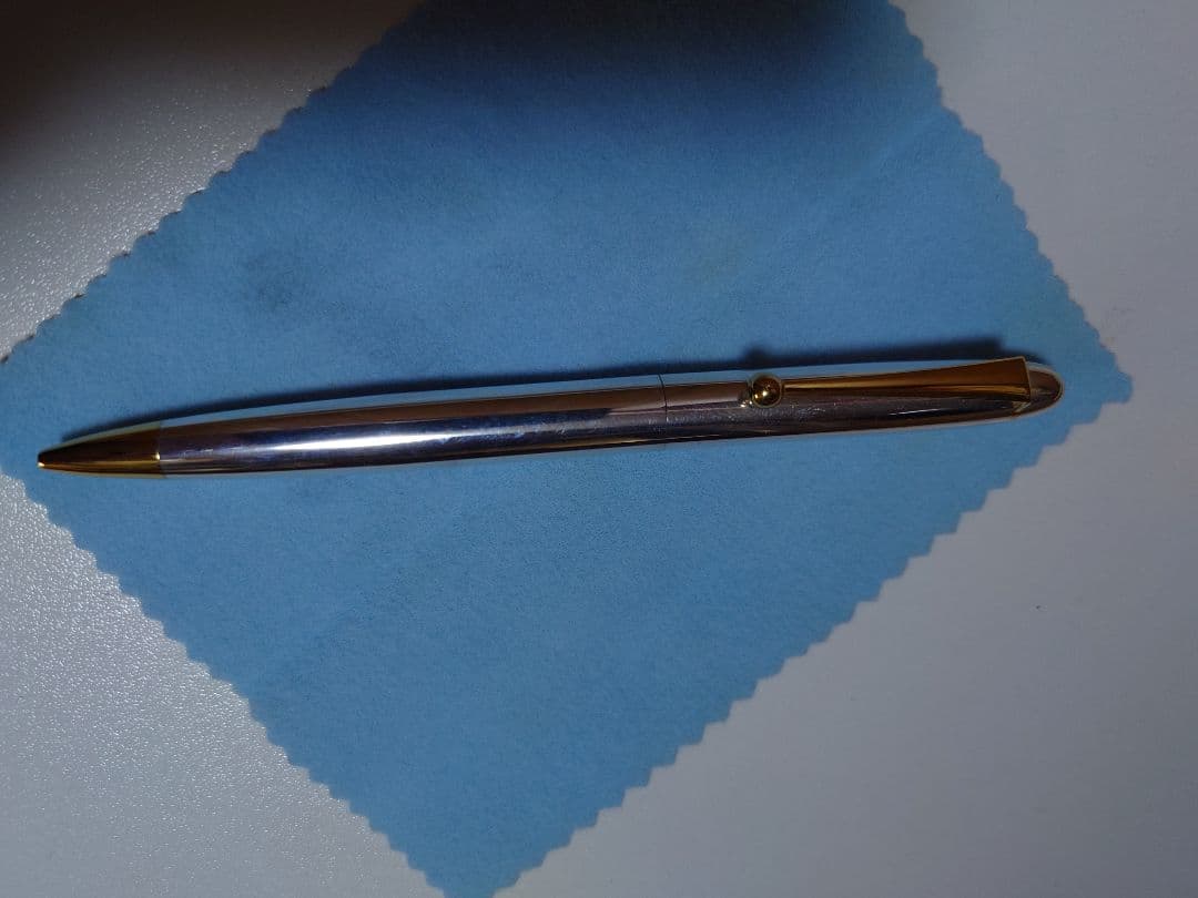 不二ゼット万年筆 田村浩二作 純銀削出し ゴールドトリム ツイスト式ボールペン