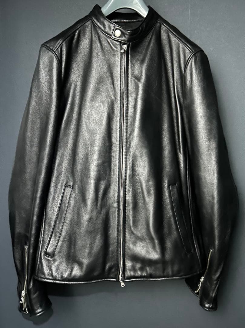 Lサイズ◎NANO UNIVERSE 羊革 滑らかラムレザー シングルライダース