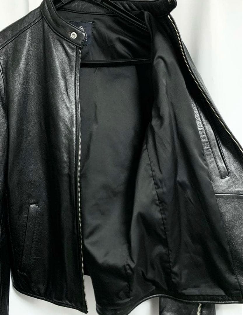 Lサイズ◎NANO UNIVERSE 羊革 滑らかラムレザー シングルライダース