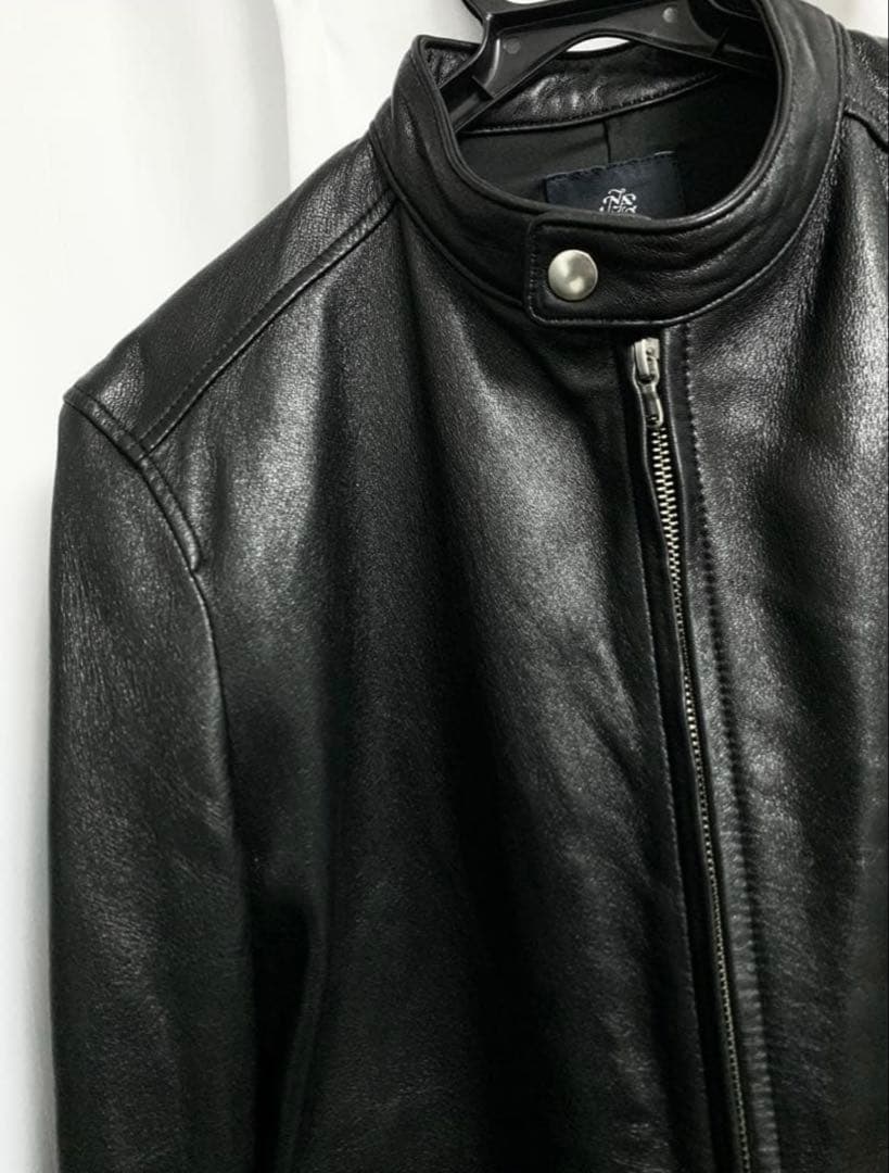 Lサイズ◎NANO UNIVERSE 羊革 滑らかラムレザー シングルライダース