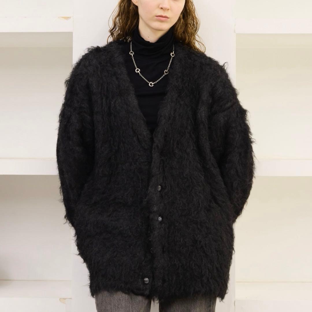 soerte ウールブレンドボリュームシャギーニットカーディガン