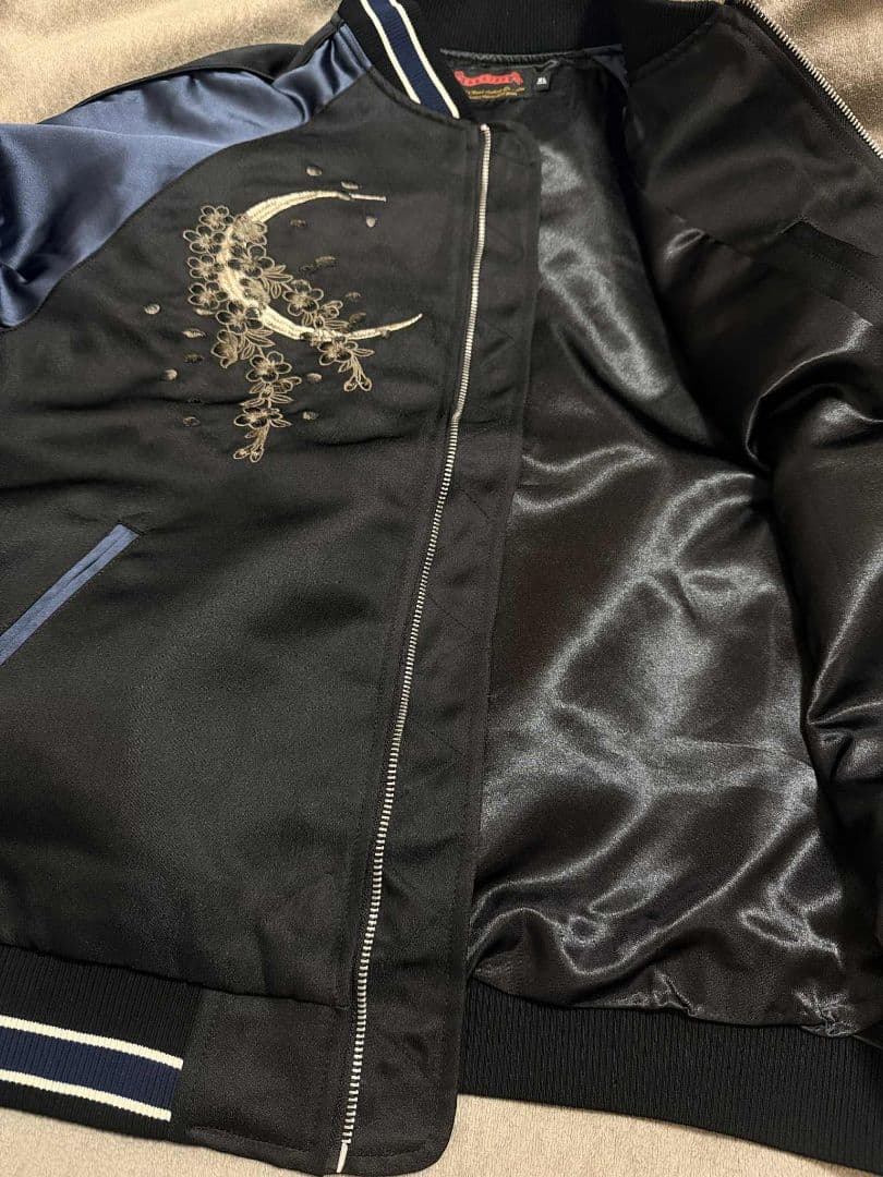 未使用 SKAJAN キツネ 桜 限定 スカジャン unisex 美品 navy