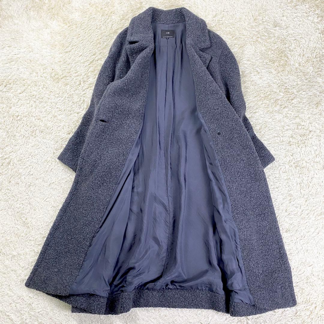 【極美品】23区 ボアジャージードロップショルダーコート 大きいサイズ 46