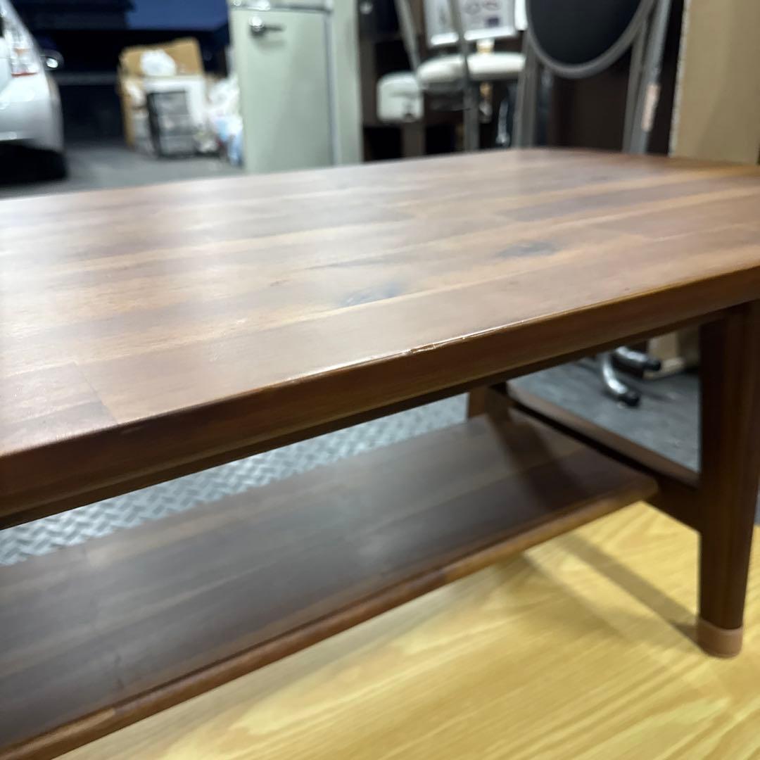 unico ダークブラウン木製楕円形センターテーブル