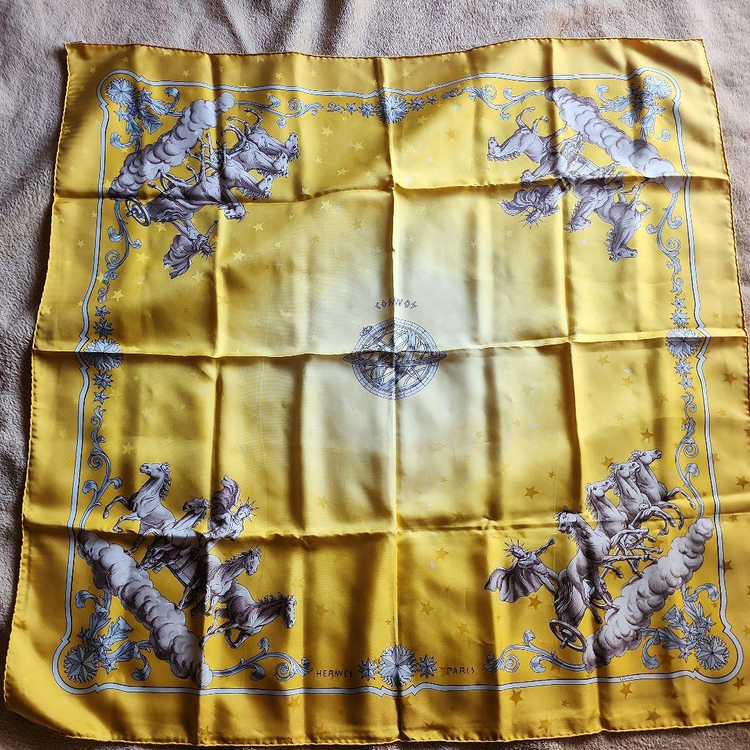 【HERMES】カレ90 宇宙観 シルクスカーフ エルメス イエロー