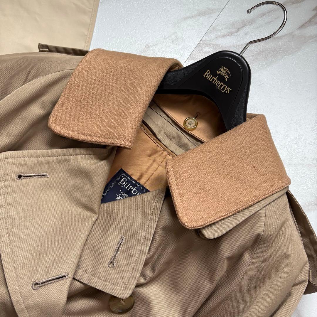 希少◆90s バーバリー トレンチコート 襟付き ライナー付 L相当