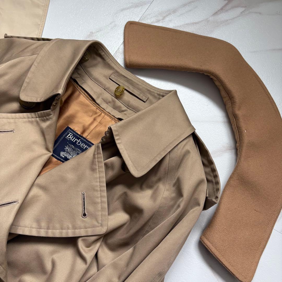 希少◆90s バーバリー トレンチコート 襟付き ライナー付 L相当