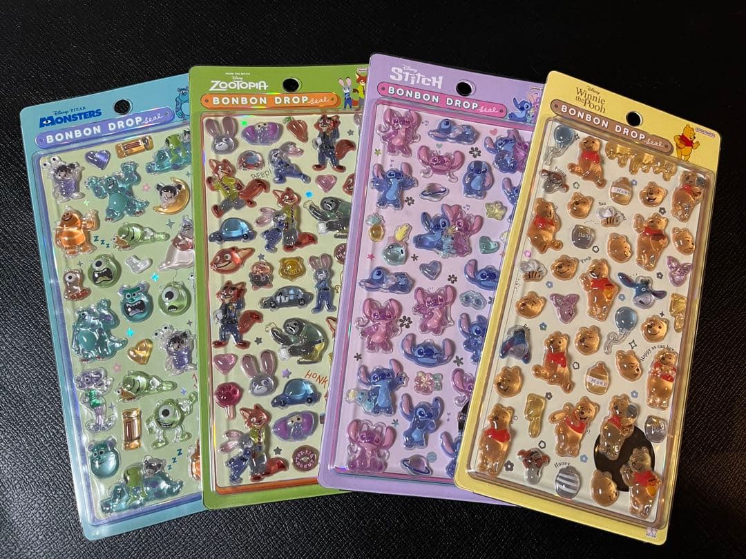 【正規品】ディズニー　ボンボンドロップシール　4枚セット