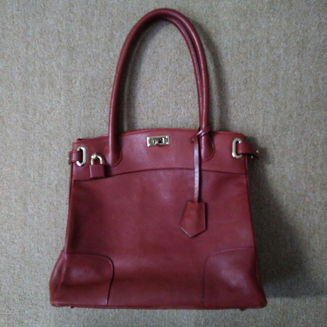 HAMANOトートバッグ　皇室御用達クラッシーアーバントートミニ　ボルドー 牛革