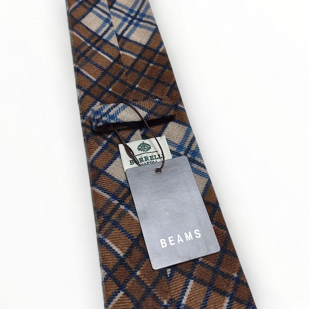 ✨新品未使用✨ルイジボレッリ BEAMS　ネクタイ　チェック柄　ブラウン　ウール