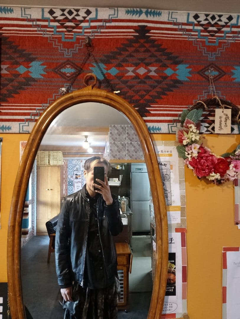 こ*き様 ブラックレザーシングルライダースジャケット　AKM　L