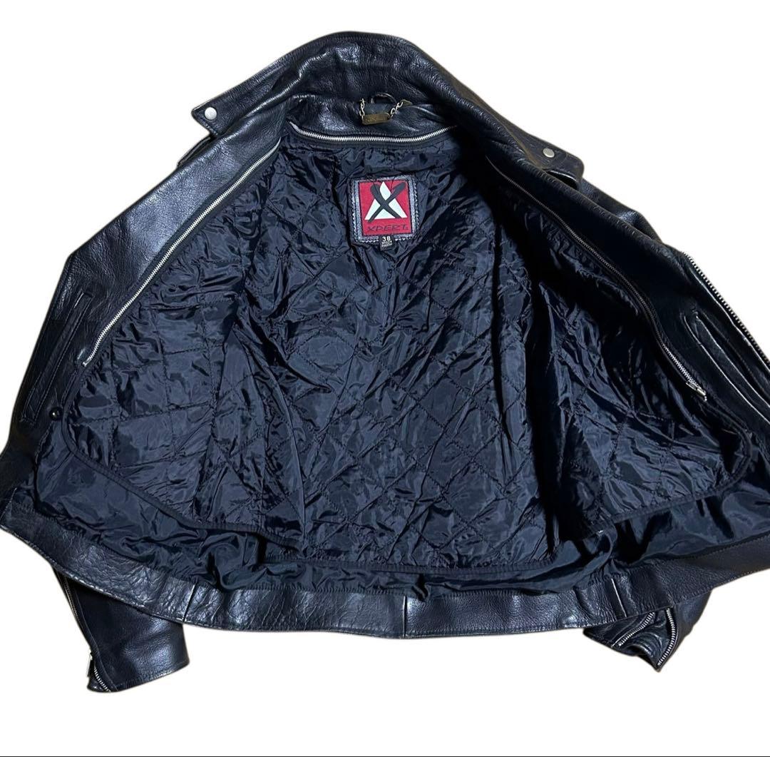 XPERT ダブルライダース レザージャケットブラック黒　キルティング　38