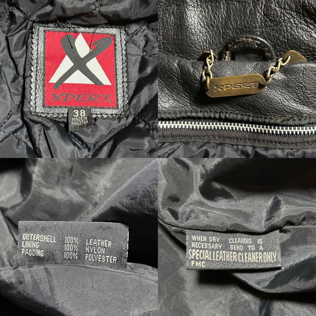 XPERT ダブルライダース レザージャケットブラック黒　キルティング　38