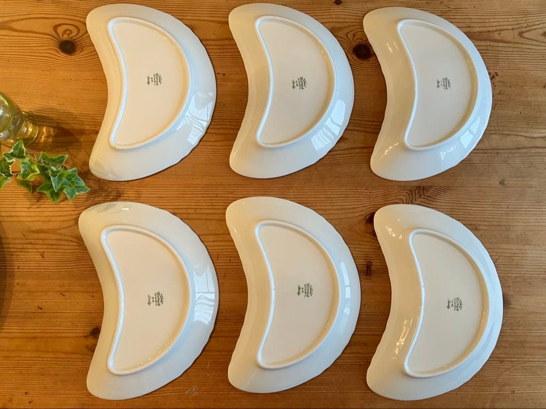 ジノリ　ベッキオホワイト　クレッセントディッシュ×6