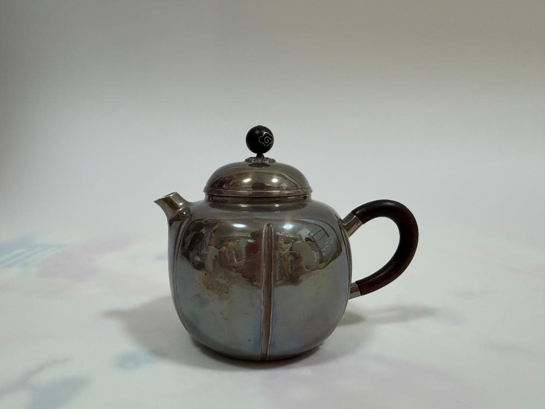 純銀製 阿古陀形 急須 銀瓶 煎茶道具