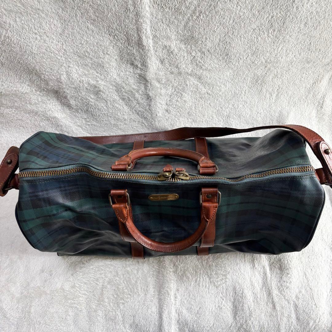 ポロラルフローレン ボストンバッグ ２WAY 緑 PVCレザー ブラックウォッチ